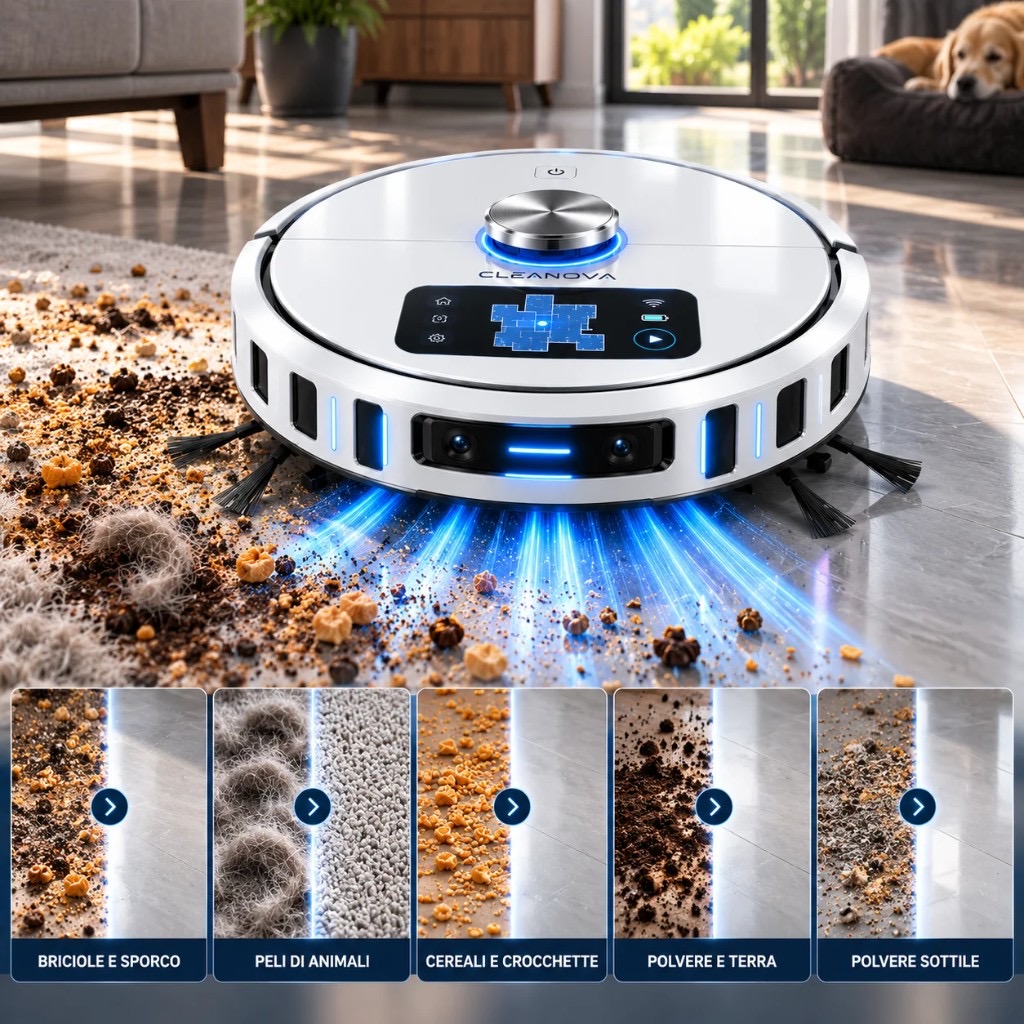 Cleanova aspira briciole, peli di animali e polvere con 5200 Pa